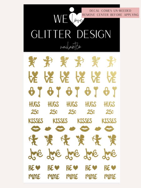 Cupid Valentine Nail Decal | Gold Shimmer (*Comes Un-Weeded)