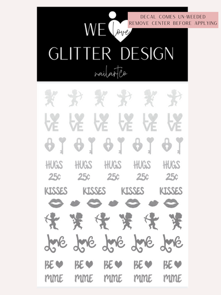 Cupid Valentine Nail Decal | Silver Shimmer (*Comes Un-Weeded)