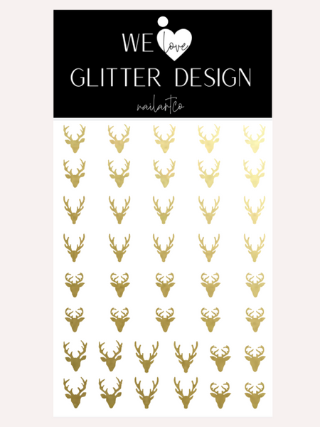 Deer Head Nail Decal | Gold Shimmer