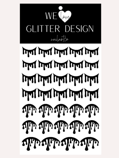 Blood Cuticle & Smile Line Drip Nail Decal | Black