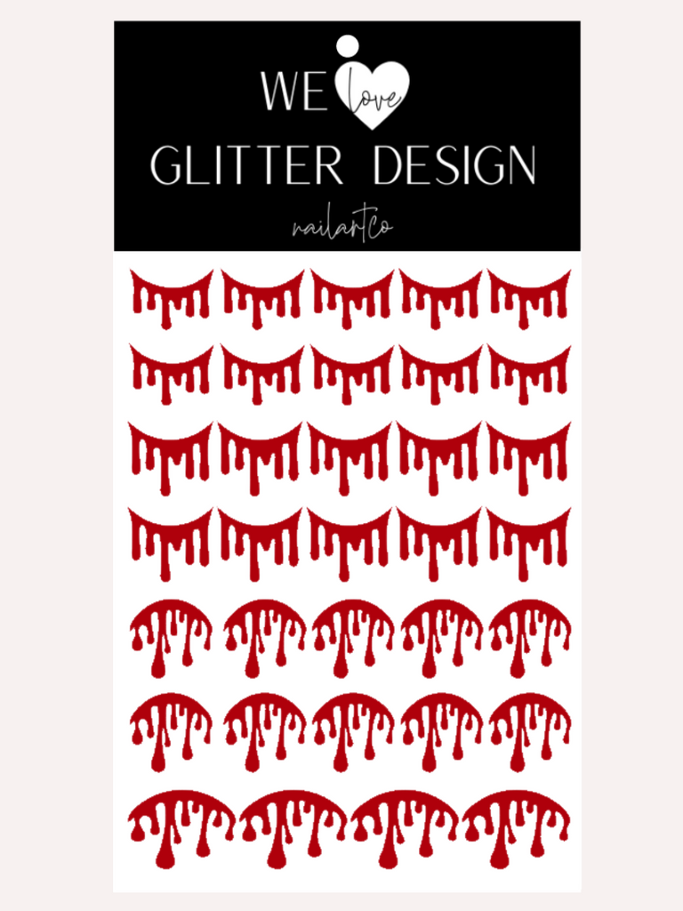 Blood Cuticle & Smile Line Drip Nail Decal | Dark Red