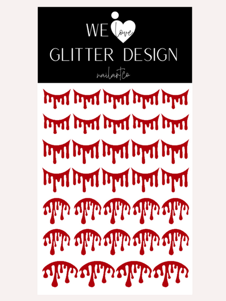 Blood Cuticle & Smile Line Drip Nail Decal | Dark Red