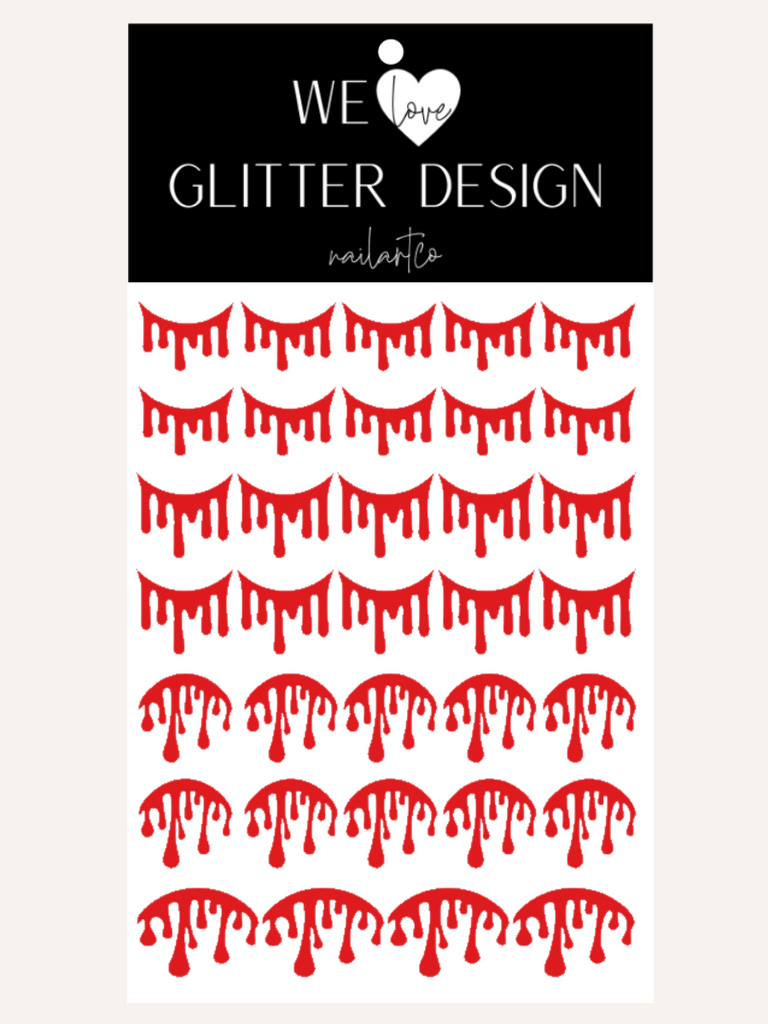Blood Cuticle & Smile Line Drip Nail Decal | Red