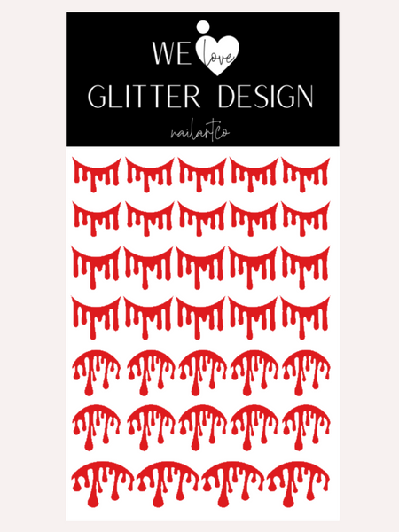Blood Cuticle & Smile Line Drip Nail Decal | Red