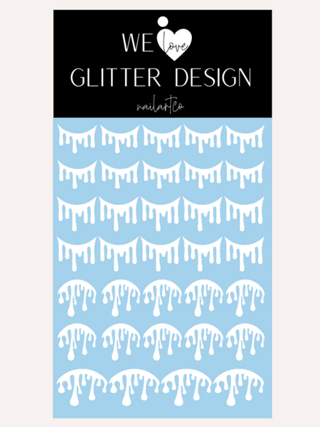 Blood Cuticle & Smile Line Drip Nail Decal | White