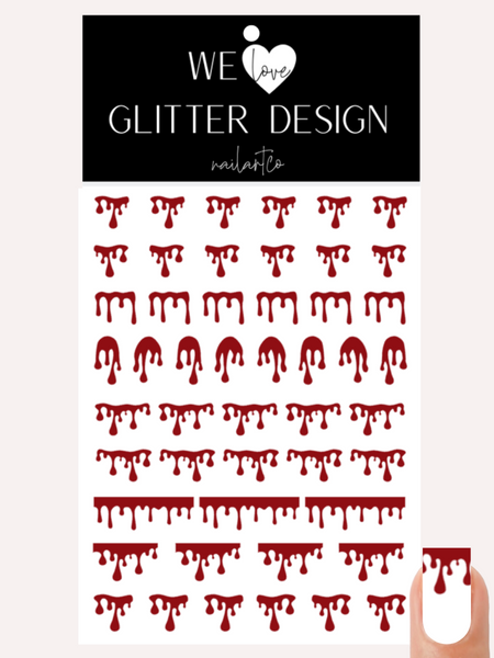 Blood Drip Nail Decal | Dark Red