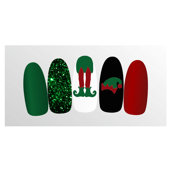 Elf Hat & Legs Nail Decal | Green & Dark Red