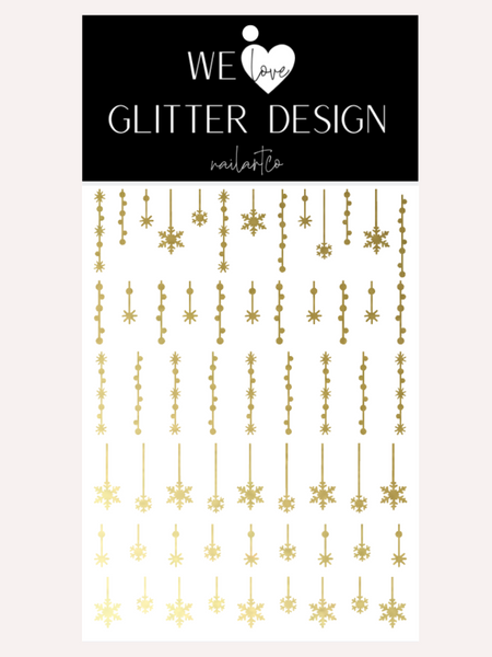 Snow Is Falling Nail Decal | Gold Shimmer