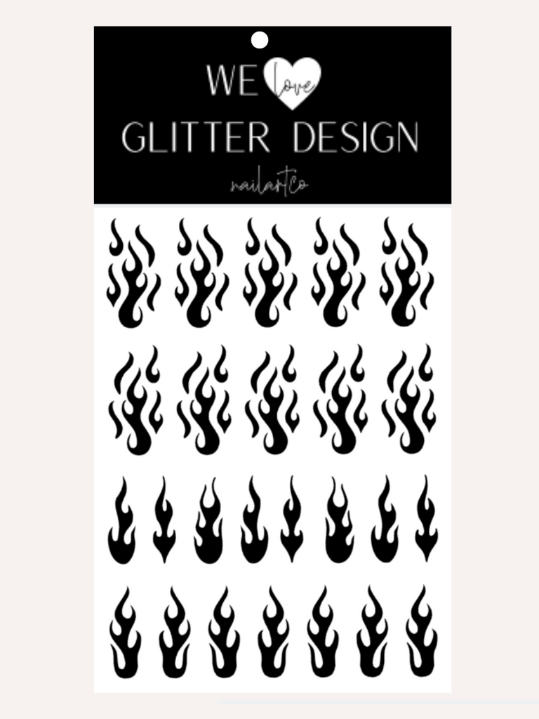 Flame Nail Decal | Black