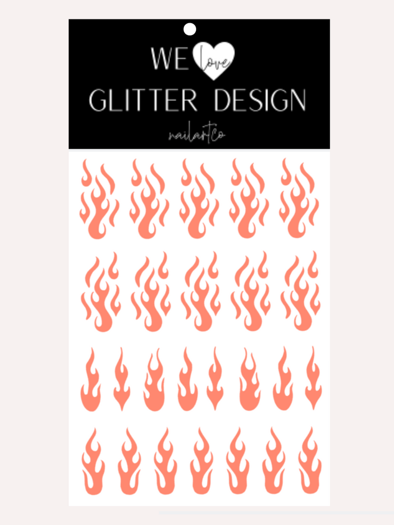 Flame Nail Decal | Coral