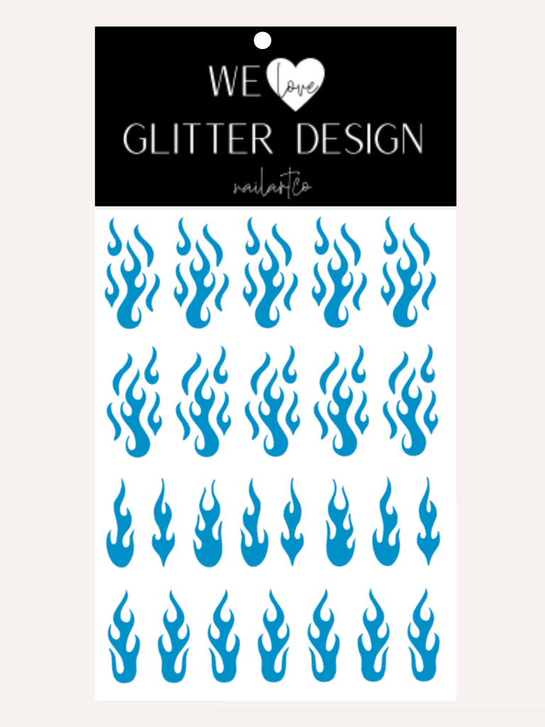 Flame Nail Decal | Light Blue
