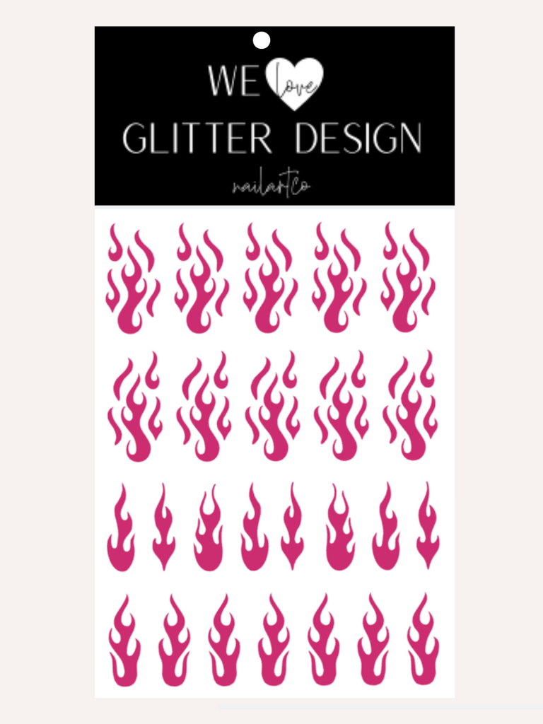 Flame Nail Decal | Pink