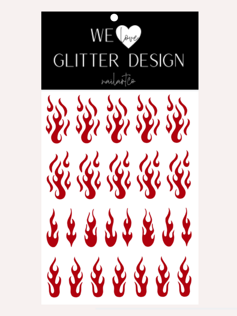 Flame Nail Decal | Red