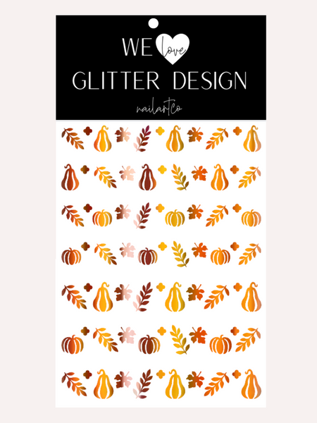 Oh My Gourd Nail Decal | Holographic Rainbow // Pumpkin Orange