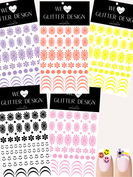 Happy Flower Pack | Lilac, Coral, Bright Yellow, Soft Pink, Black