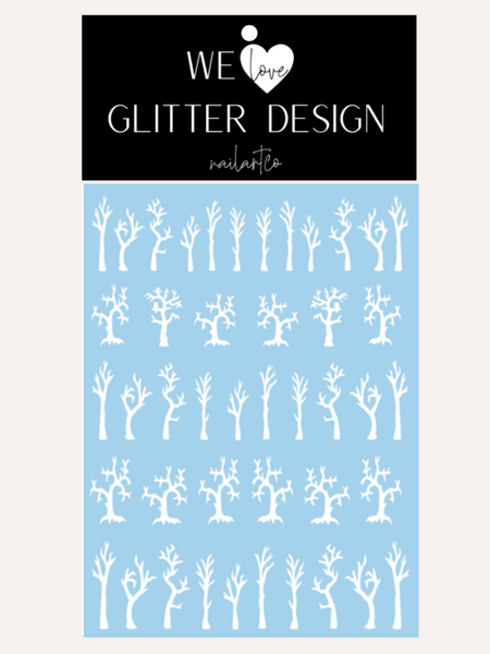 Haunted Forest Trees Nail Decal | White