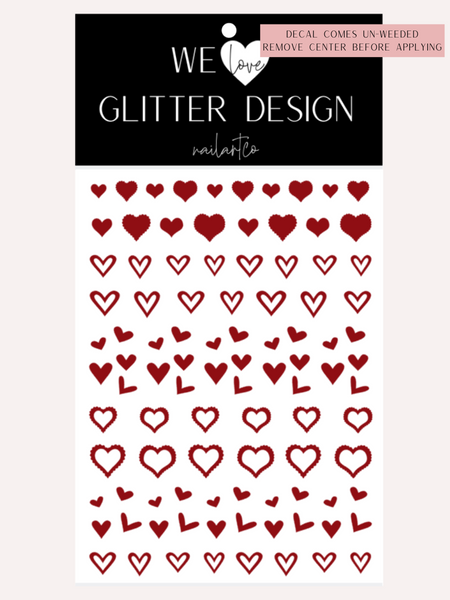 Variety Heart Nail Decal | Dark Red (*Comes Un-Weeded)