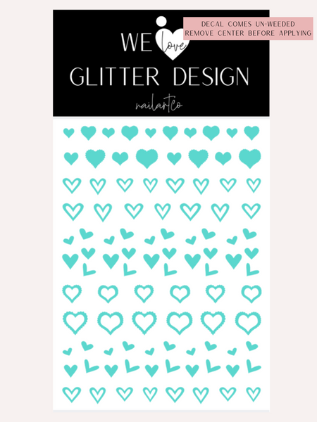 Variety Heart Nail Decal | Mint (*Comes Un-Weeded)