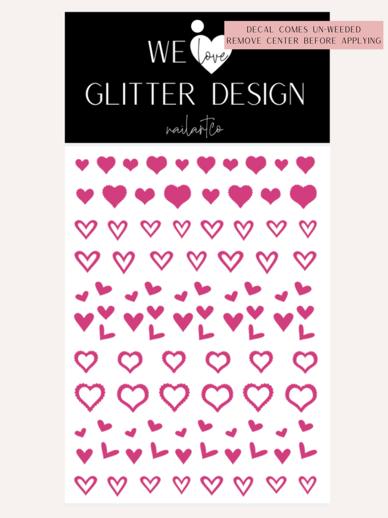 Variety Heart Nail Decal | Pink (*Comes Un-Weeded)