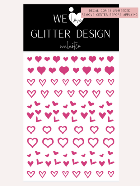 Variety Heart Nail Decal | Pink (*Comes Un-Weeded)