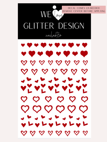 Variety Heart Nail Decal | Red (*Comes Un-Weeded)