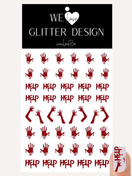 Help Me Nail Decal | Dark Red