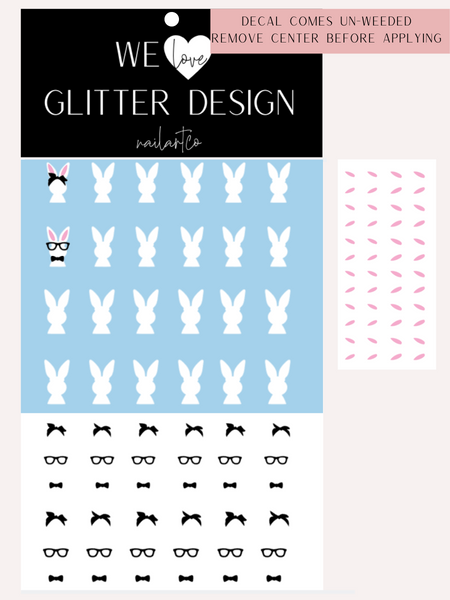 Hip Bunny Nail Decal | White & Black (Comes Un-Weeded)