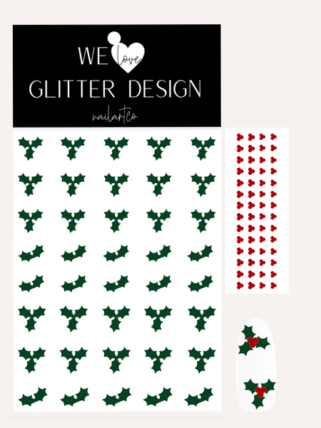 Holly Berry Nail Decal | Dark Green