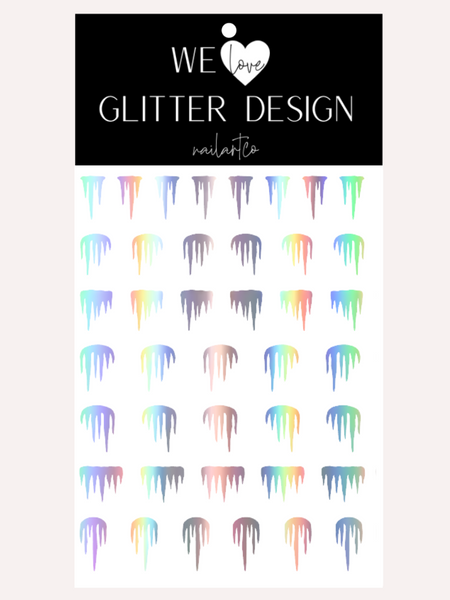 Icicle Nail Decal | Holographic Rainbow // Silver