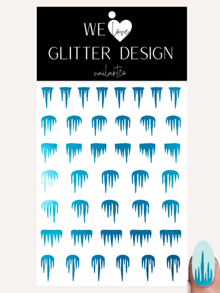 Icicle Nail Decal | Polished Metal Light Blue