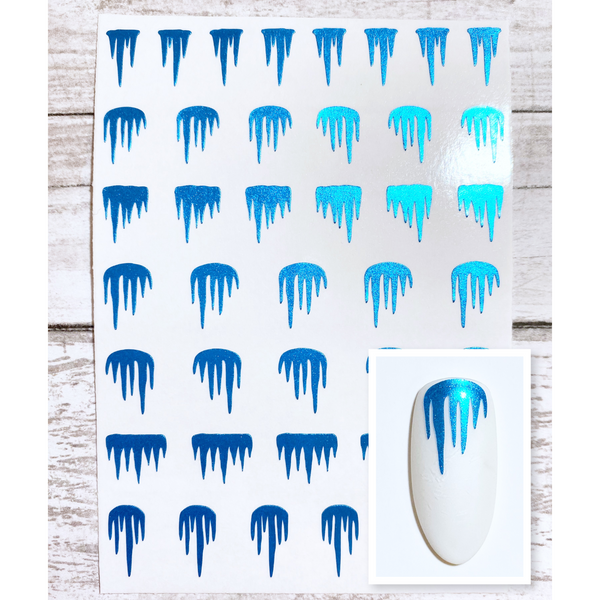 Icicle Nail Decal | Polished Metal Light Blue