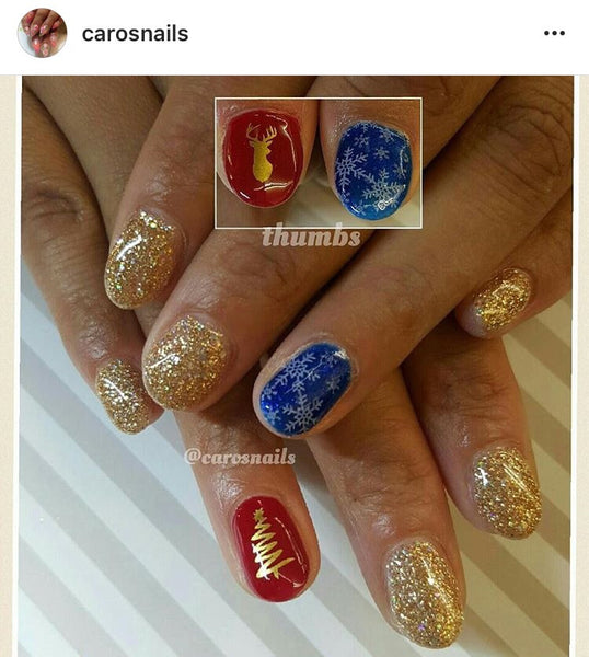 Christmas Tree Nail Decal | Gold Shimmer