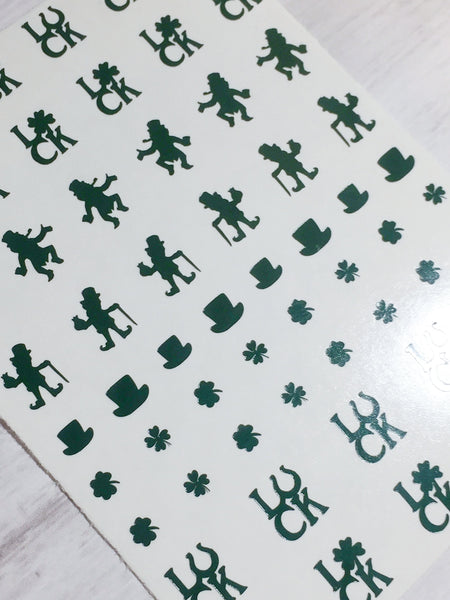 Leprechauns & Luck Nail Decal | Dark Green