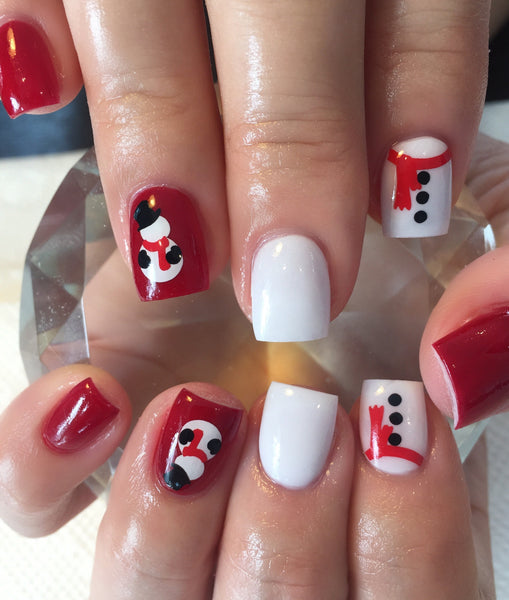 Build A Snowman Nail Decal | Red Scarf