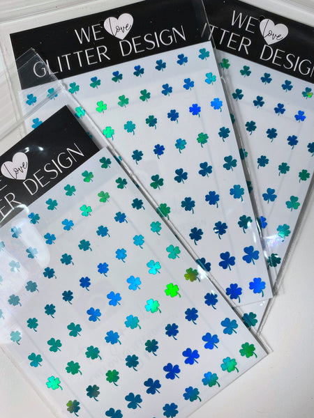 All Clovers Nail Decal | Holo Rainbow // Green