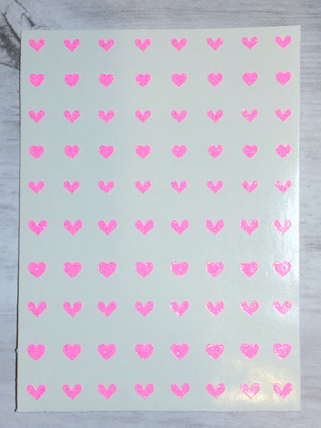 All Hearts Small Nail Decal | Sparkle Neon Pink