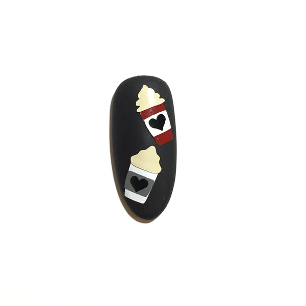 But First, Coffee W/ Cream Nail Decal | Dark Red, Black & White