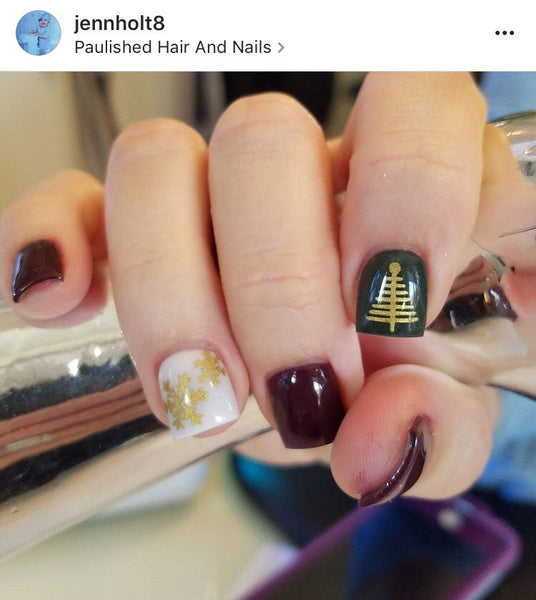 Christmas Tree Nail Decal | Gold Shimmer