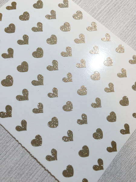 All Hearts Nail Decal | Sparkle Gold