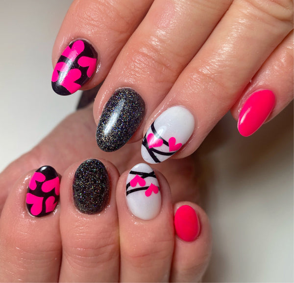 All Hearts Nail Decal | Neon Pink