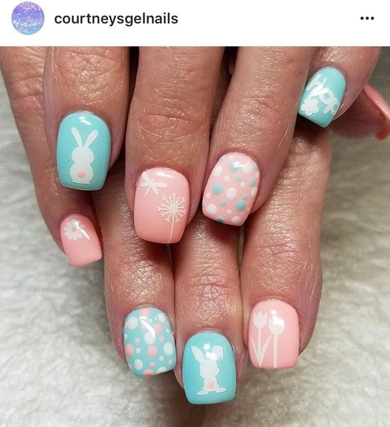 Easter Bunny Nail Decal | White + Tail Color Option