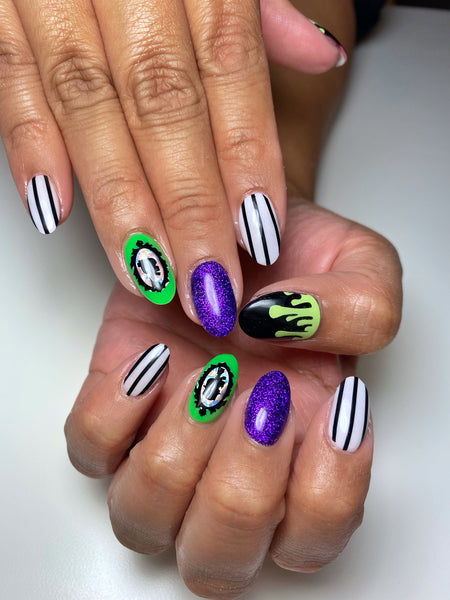 Blood Cuticle & Smile Line Drip Nail Decal | Glow In The Dark // Lime