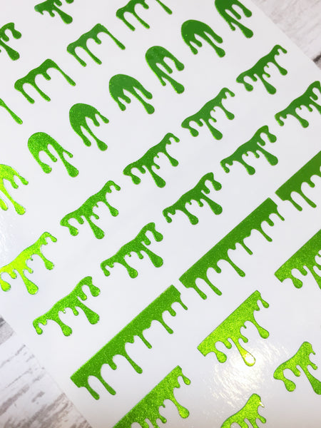 Drip Nail Decal | Polished Metal Green