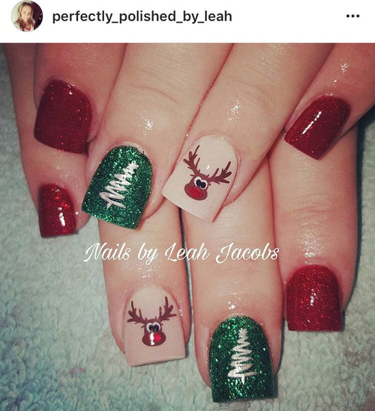 Christmas Tree Nail Decal | Silver Shimmer