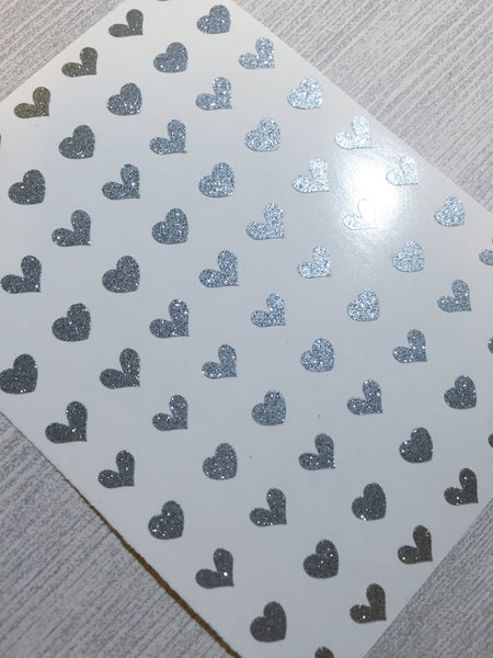 All Hearts Nail Decal | Sparkle Silver