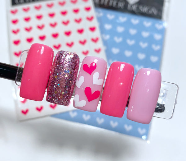 All Hearts Nail Decal | Neon Pink