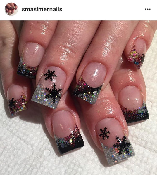 Snowflakes Small Nail Decal | Black