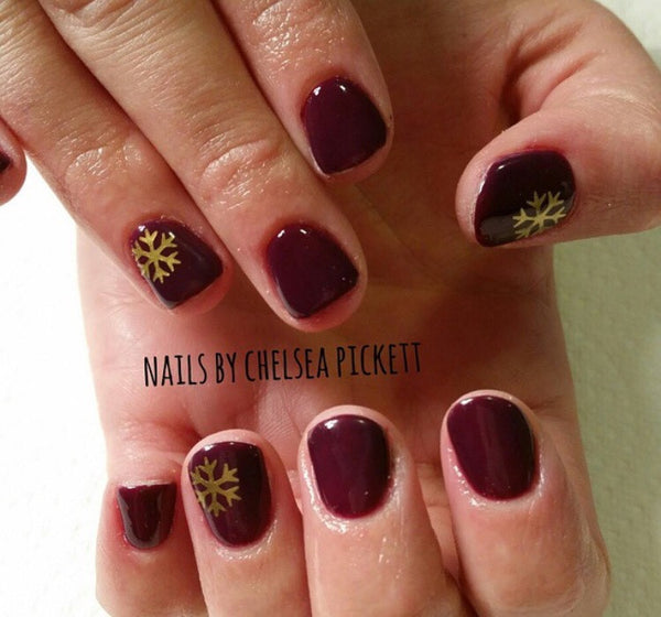 Snowflakes Large Nail Decal | Gold Shimmer