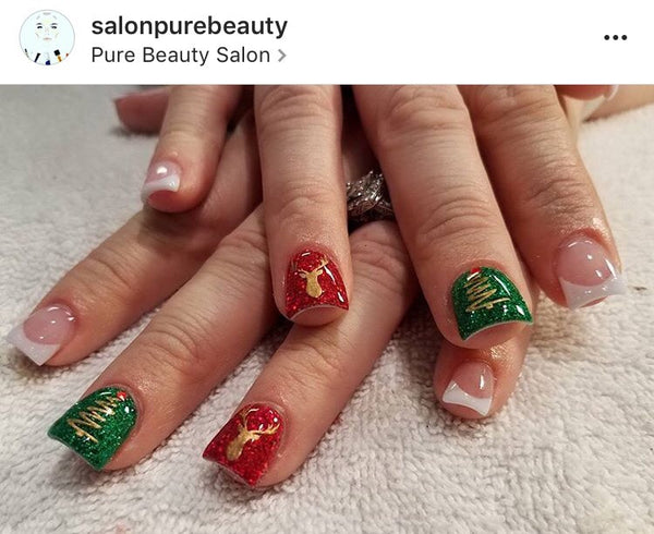 Christmas Tree Nail Decal | Gold Shimmer