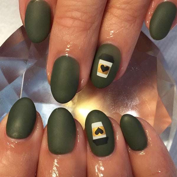 But First, Coffee W/ Cream Nail Decal | Copper Shimmer, Black & White